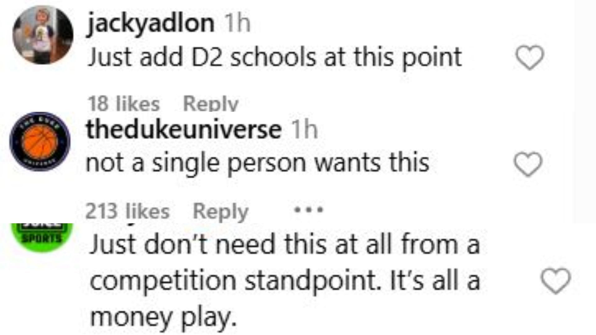 College hoops fans unimpressed after NCAA president Charlie Baker strongly favors expansion of March Madness. Credit: IG/@on3